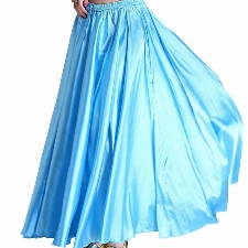 Wuchieal Bauchtanz Satin Rock Professionelle Tänzer Glänzender Full Round Swing Dance Skirt (Hellblau, One Size)