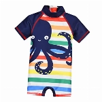 WYTbaby Kinder Jungen Badebekleidung UV Schutz Badeanzug Alles in Eins Sonnenschutz Bademode Einteiler Neoprenanzüge UPF 50+ Schwimmanzug mit Einem Reißverschluss Kurzarm-Hautausschlagschutz
