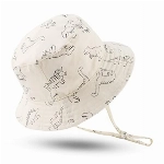 XIAOHAWANG Baby Sonnenmütze Jungen Sonnenhut UV Schutz Baby Mädchen Mütze Sommer Atmungsaktiv Kinder Fischerhut Mit Mesh-Futter (Weiß Dinosaurier, Gr.50cm(1-2Jahen))