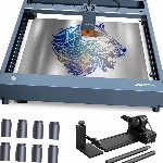 xTool D1 Pro Laser Graviermaschine mit RA2 Pro Rotary- 60W CNC Lasergravierer und Laser Cutter, 10W Ausgangsleistung, 24000mm/min, 4 Grenzwertschalter, Lasergravur für Holz, Glas, etc (430x400mm)