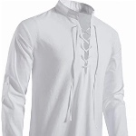 YAOHUOLE Kragenloses Hemd Herren Leinenhemd Herren 3XL Leinenhemd Herren Slim Fit ​Weiß 3XL