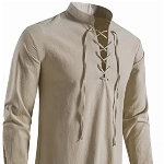 YAOHUOLE Leinen Hemd Herren Langarm Oberhemden Herren Langarm Hemd Herren Regular Fit Khaki XL