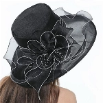 YUEMING Damen Hut Sommerhut Sonnenhüte Sonnenhut Damen Organza Fascinator Hut Kappen Bowler Hut Faltbare mit Blumen Wide Brim Ideal für Sommer Strand Kirche Party Hochzeit