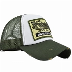 YULOONG Vintage Half Mesh Baseball Cap Stickerei Western Washed Denim Trucker Cap Cotton Sun Hat Adjustable Unisex Grün