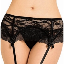 Yummy Bee Strapsgürtel Spitzen Dessous Reizwäsche G String Schwarz Größe 36-46 (42)