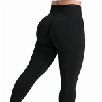 ZAAYO Damen Gym Leggings Sport Booty Scrunch Butt High Waist Seamless Yoga Hosen, Schwarz L