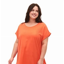 Zizzi Damen Große Größen 2er-Pack Kleider Baumwolle Kurze Ärmel Gr 46-48 Living Coral/Black