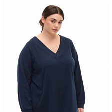 Zizzi Damen Große Größen Pullover Kleid V-Ausschnitt Lange Ärmel Größe 58-60 Navy Blazer