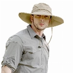 ZLYC Herren Breite Krempe Sonnenhut UV Schutz Safari Hut Boonie Hut Sommer Fischerhut(Plain Sliver Beige)