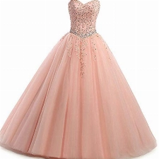 Zorayi Damen Liebsten Lang Tüll Formellen Abendkleid Ballkleid Festkleider Rosa Größe 48