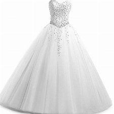 Zorayi Damen Liebsten Lang Tüll Formellen Abendkleid Ballkleid Festkleider Weiß Größe 42