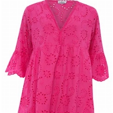 Zwillingsherz 100% Baumwoll Freizeitkleid Lochstickerei im Paisleymuster – Hochwertiges Sommerkleid für Frauen Mädchen – Abendkleid Strandkleid - Locker luftig - Perfekt für Frühling Sommer Herbst