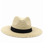 Zylioo XXL Panamahut Herren Großen Kopf Stroh Sonnenhut mit Breiter Krempe Übergroßen Strohhut UV Sommerhut Strandmütze